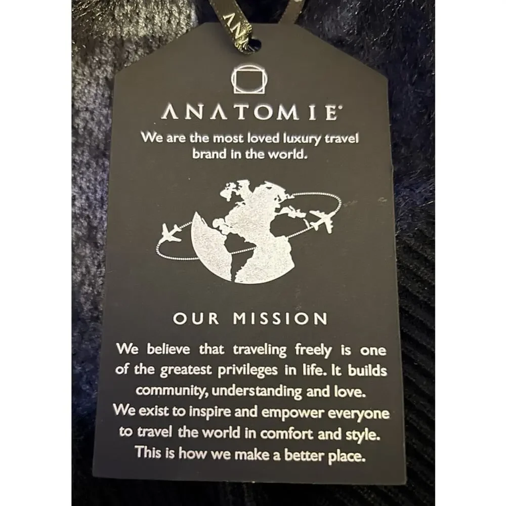 NWT Anatomie Blue & Black Bonnie Beanie in Cozy 3D Print OSFA